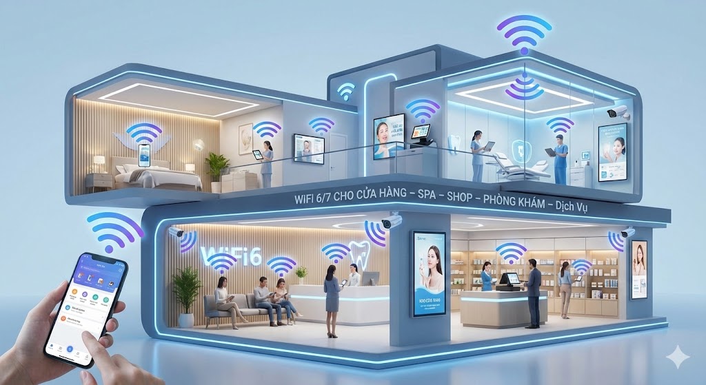 Internet WiFi 6/7 Cho Cửa Hàng – Spa – Shop – Phòng Khám – Dịch Vụ

